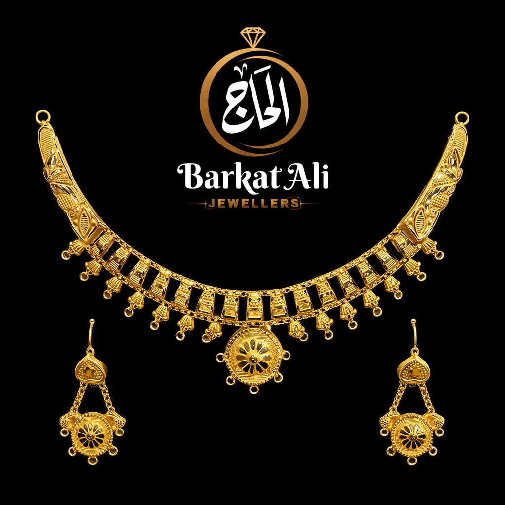 22K Gold Necklace & Earrings Set